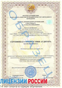 Образец сертификата соответствия аудитора №ST.RU.EXP.00006191-3 Кизляр Сертификат ISO 50001